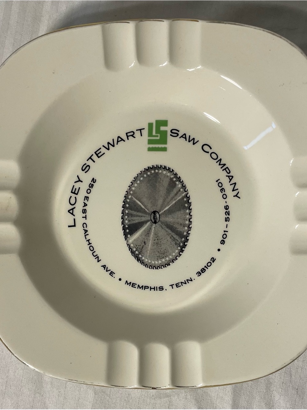 Branded White Ceramic Ashtray